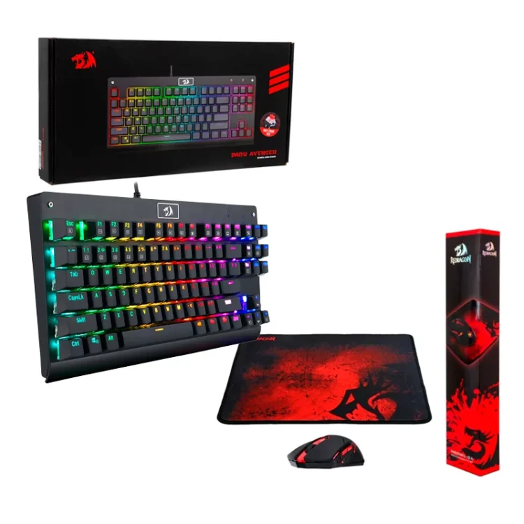 Redragon Combo Dark AV+M601 Teclado, Mouse, Padmouse
