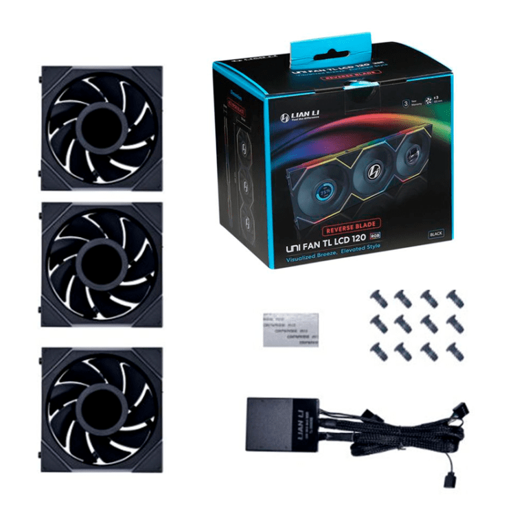Ventilador-Lian-Li-UNIFAN-TL-LCD-Kitx3-Reverse-120mm-Black