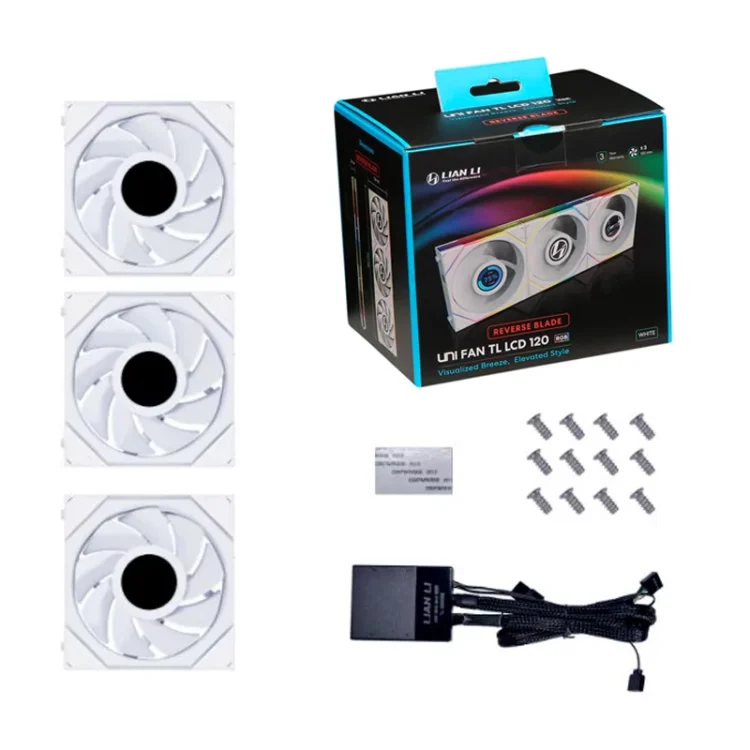 Ventilador Lian Li UNIFAN TL LCD Kitx3 Reverse 120mm White