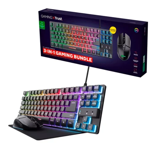 Combo Trust GXT 794 3 en 1 Teclado Mouse Padmouse Negro