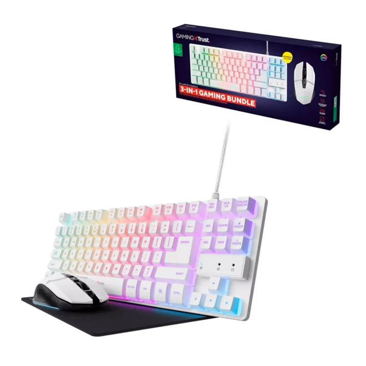 Combo Trust GXT 794W 3 en 1 Teclado Mouse Padmouse