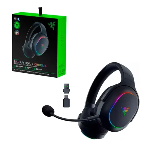 RAZER Inalámbrico dual: cambia la conexión de una PC o consola a un teléfono con un simple toggle; disfruta de audio perfecto para cualquier actividad emparejando a un dispositivo de 2.4 GHz y Bluetooth simultáneamente Diseño ergonómico de 285 G: construido para maratones de juegos y lo suficientemente portátil para viajes diarios, su construcción ligera se complementa con almohadillas de espuma viscoelástica transpirables y auriculares giratorios para un ajuste cómodo y cómodo Iluminación de auriculares de 6 zonas: con acceso a 16.8 millones de colores y un conjunto de efectos de iluminación, aplica los ajustes preferidos y mira cómo funciona sin problemas con más de 300 juegos y 500 dispositivos en más de 50 socios Controladores TRIFORCE de 1.575 pulgadas: nuestro diseño patentado de controlador de 3 partes expulsa máximos, medios y bajos excepcionales que no se ensucian, proporcionando una inmersión más profunda en los juegos y una experiencia de escucha más dinámica para música y videos Micrófono cardioide hipertransparente desmontable: se escucha claramente durante los juegos y las llamadas con un micrófono que está sintonizado para suprimir el ruido de fondo; hace que los auriculares sean más fáciles de viajar para uso móvil quitándolos en cualquier momento Batería de 70 horas: potencia un día completo de trabajo, juegos y viajes sin preocupaciones; prepárate para enfrentar cualquier cosa con un elemento esencial diario que siempre está listo para usar CODE: 2DR01